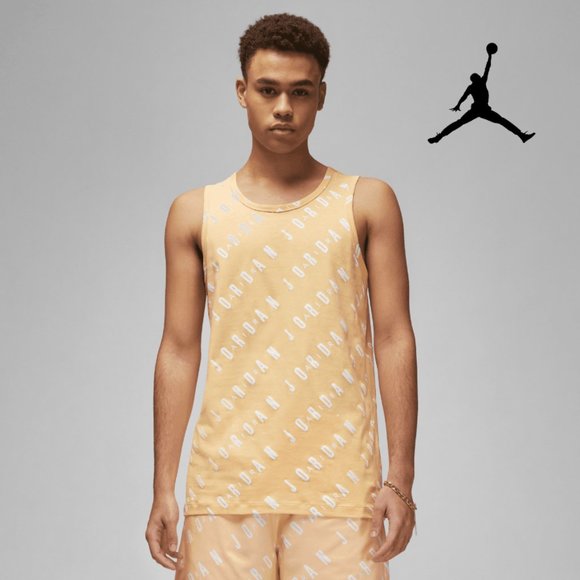 Jordan Other - Jordan Essentials Allover Print Mens Cotton Jersey Tank Top Yellow